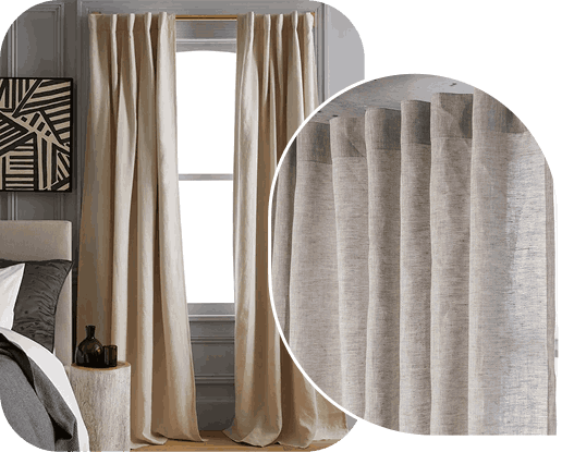 Beige linen curtains modern style