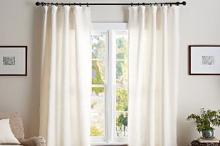 Natural linen curtains with soft texture