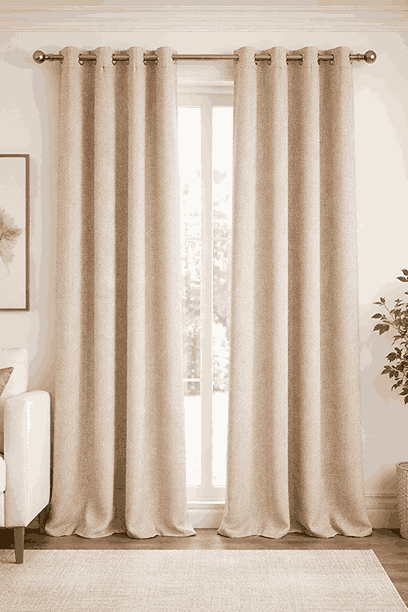 Beige Velvety Curtains