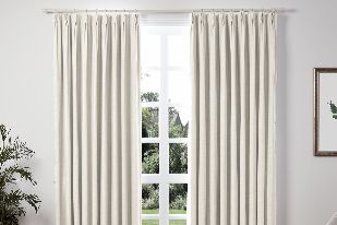 Living room pinch pleat drapes
