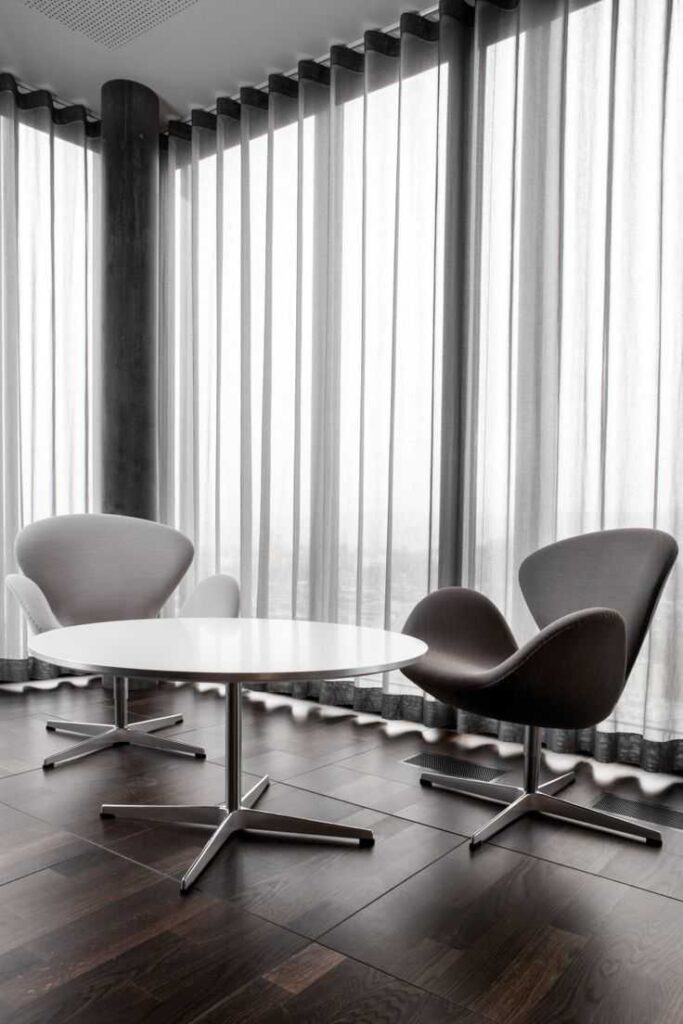 Neutral tone office curtains