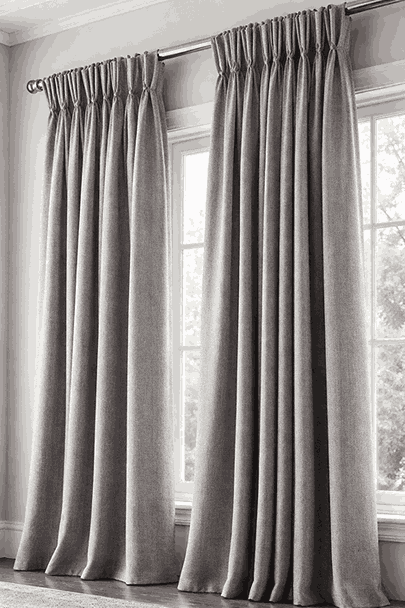 Slate Opulent Pencil-Pleat Curtains