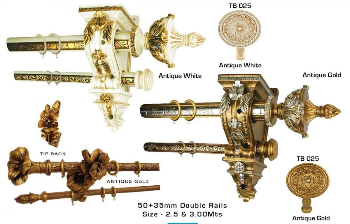 Luxury double curtain rail with decorative sconce brackets