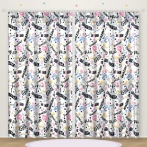 Girl Slogan Silver printed kids curtain DF 402-20