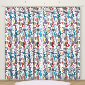 Graffiti Slogan White printed kids curtain DF 402-45
