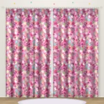 Hearts And Stars Pink printed kids curtain DF 402-03