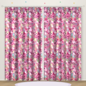 Hearts And Stars Pink printed kids curtain DF 402-03