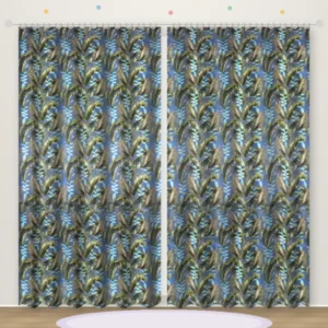 Heliconia Palm Denim printed kids curtain DF 403-13