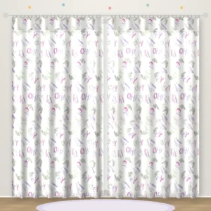 Hey Hi Lettering Lilac printed kids curtain DF 402-33