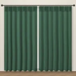 Hunter Green La Mode Linen Curtain DF 351-43