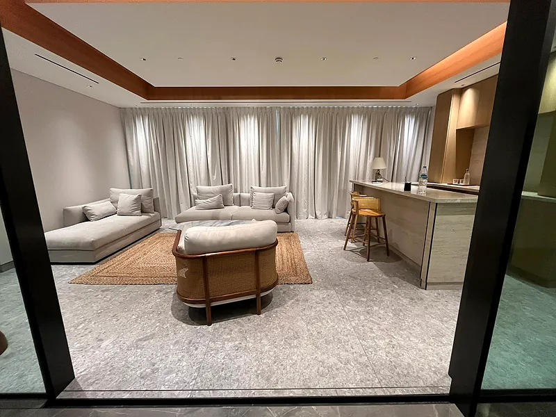 Light curtains in a villa living room