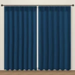 Navy La Mode Linen Curtain DF 351-47