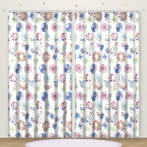 Neon Galaxy White printed kids curtain DF 402-26