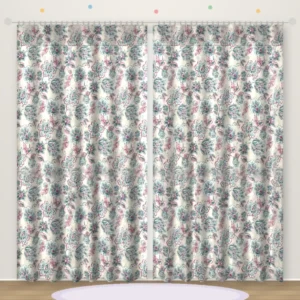 Paisley Floral Teal printed kids curtain DF 403-35
