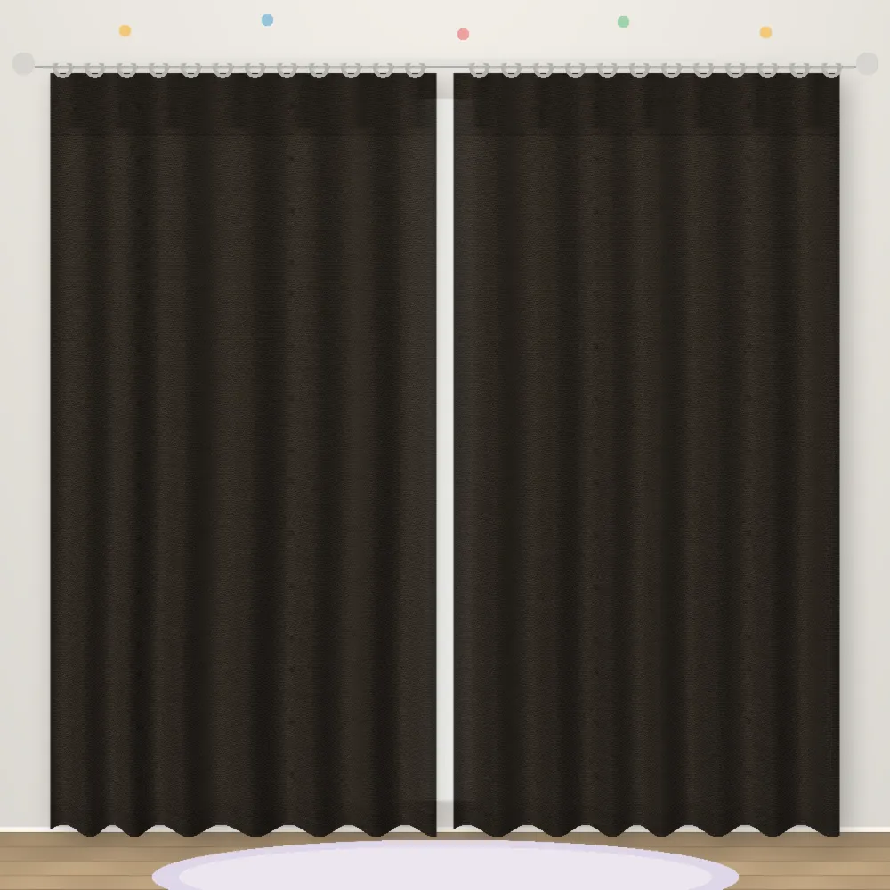 Plain Espresso Black plain kids curtain DF 402-06
